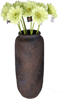 DK Design Kunstbloemen boeket Gerbera - 8x - 72 cm - lichtgroen - Real Touch - kunst zijdebloemen