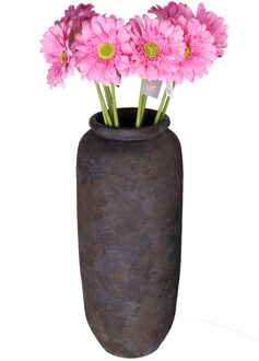 DK Design Kunstbloemen boeket Gerbera - 8x - 72 cm - roze - Real Touch - kunst zijdebloemen