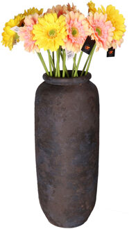 DK Design Kunstbloemen boeket Gerbera - 8x - 72 cm - zalm/geel - real touch - kunst zijdebloem