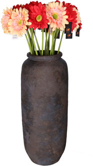 DK Design Kunstbloemen boeket Gerbera - 8x - 72 cm - zalm/rood - real touch - kunst zijdebloem