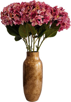 DK Design Kunstbloemen boeket Hortensias - 5 stelen - fuchsia roze - 109 cm - Kunst zijdebloemen