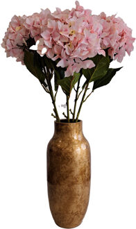 DK Design Kunstbloemen boeket Hortensias - 5 stelen - lichtroze - 109 cm - Kunst zijdebloemen