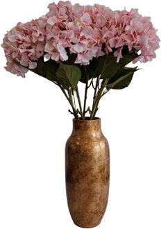 DK Design Kunstbloemen boeket Hortensias - 8 stelen - lichtroze - 109 cm - Kunst zijdebloemen
