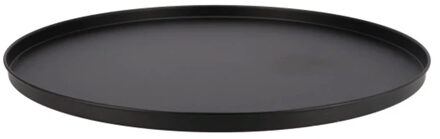 DK Design Onderbord/kaarsenbord - decoratie dienblad - metaal - mat zwart - 25 x 2 cm - rond