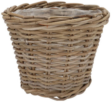 DK Design Plantenmand/aardappelmand Ivy - met binnenzak - rotan - B23 x H20 cm - binnen/buiten bloempotten