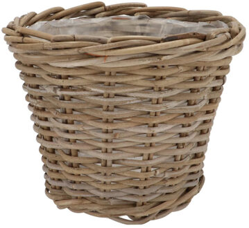 DK Design Plantenmand/aardappelmand Ivy - met binnenzak - rotan - B25 x H22 cm - binnen/buiten bloempotten