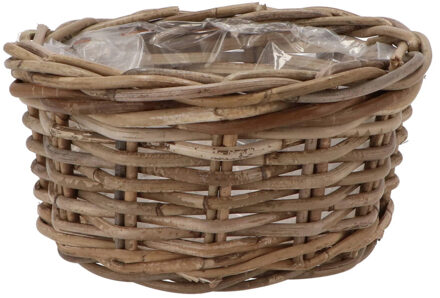 DK Design Plantenmand/aardappelmand tafelmodel - Ivy - met binnenzak - rotan - B25 x H13 cm - binnen/buiten