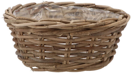 DK Design Plantenmand/aardappelmand tafelmodel - Ivy - met binnenzak - rotan - B30 x H13 cm - binnen/buiten