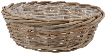 DK Design Plantenmand/aardappelmand tafelmodel - Ivy - met binnenzak - rotan - B35 x H13 cm - binnen/buiten