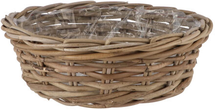 DK Design Plantenmand/aardappelmand tafelmodel - Ivy - met binnenzak - rotan - B40 x H13 cm - binnen/buiten