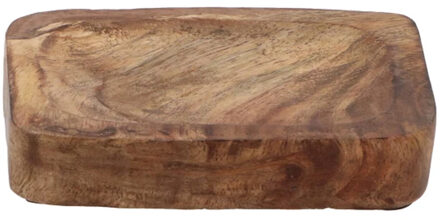 DK Design Schaaltje/houder voor amberblokjes/geurblokjes - mango hout - 13 x 10 x 3 cm