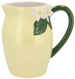 DK Design Schenkkan water/wijn karaf Fay - geel - keramiek - 13 x 19 cm - 3 liter - limonadekan