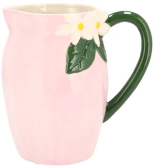 DK Design Schenkkan water/wijn karaf Fay - roze - keramiek - 13 x 19 cm - 3 liter - limonadekan