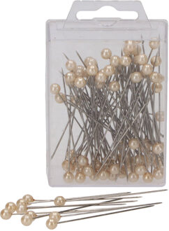 DK Design Spelden met parel kop/kopspelden - 200x - 6.5 cm - champagne - hobby sierspelden