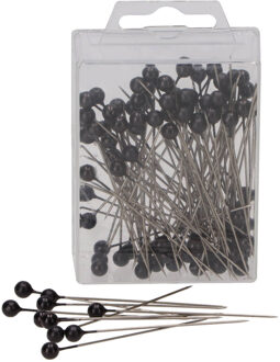 DK Design Spelden met parel kop/kopspelden - 6.5 cm - zwart - 100x stuks - hobby sierspelden