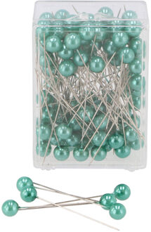 DK Design Spelden met parel kop/kopspelden - D1 x 6.5 cm - jade groen - 100x stuks - hobby sierspelden