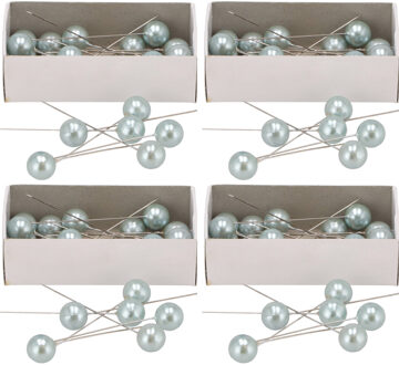 DK Design Spelden met parel kop/kopspelden groot - D1.5 x 8 cm - lichtgroen - 100x stuks - hobby sierspelden