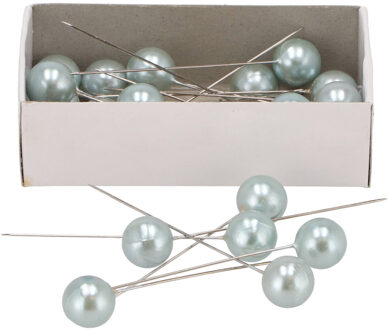 DK Design Spelden met parel kop/kopspelden groot - D1.5 x 8 cm - lichtgroen - 25x stuks - hobby sierspelden