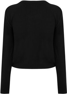 DKNY Dames 1989 Logo Cropped Fitted Lange Mouwen T-Shirt (Zwart/Wit) - XS