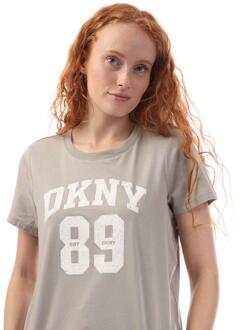 DKNY Dames/Dames Gebogen Logo Crew Hals T-shirt (Groen/Perzik) - XS