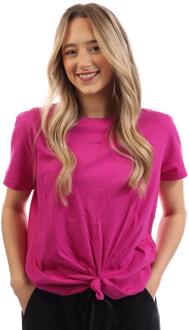 DKNY Dames/Dames Logo Twist Knot T-shirt (Pinky Paars) Roze