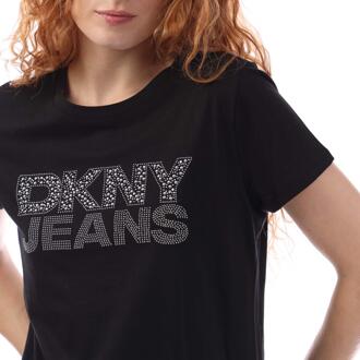 DKNY Dames/Dames T-shirt met Rhinestone Logo (Zwart)