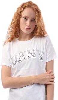 DKNY Dames/Dames Varsity Logo T-shirt (Wit/zilver)