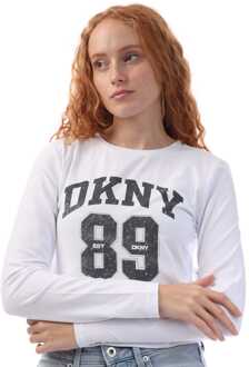 DKNY Dames DKNY 1994 Logo Fitted Long Sleeve T-shirt in Wit - maat