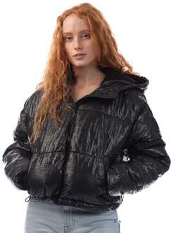 DKNY Dames DKNY Crosswalk-Print Cropped Hooded Jacket in Zwart - L