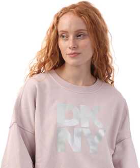 DKNY Dames DKNY Foil Logo Crew Neck Sweat in Wit zilver - maat
