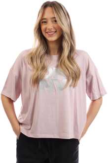 DKNY Dames DKNY Foil Logo Cropped T-shirt in Wit zilver - maat M