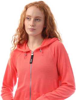 DKNY Dames DKNY Front Zip Through Slub Waffle Knit Hoodie in Roze - maat M