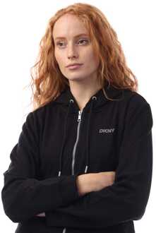 DKNY Dames DKNY Mini Stud Logo Full Zip Hoody in Zwart