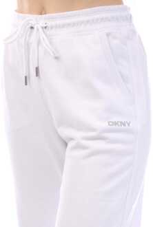 DKNY Dames DKNY Mini Stud Logo Relaxed-Fit Sweatpants in Wit - maat