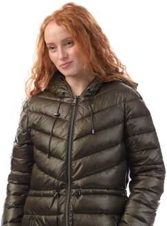 DKNY Dames DKNY Pufferjas met ritssluiting in grijsgroen - S