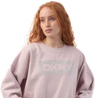 DKNY Dames DKNY Rhinestone Crosswalk Crew Sweatshirt in Licht Roze - maat M Lichtroze