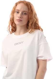 DKNY Dames DKNY Rinestone Logo Crop Ss T-shirt in paars - maat XS