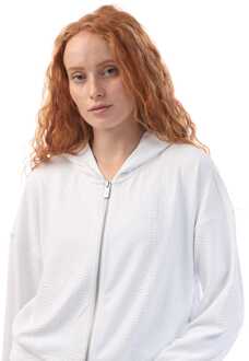 DKNY Dames DKNY Snake JACQUARD Full Zip Hoodie in Wit - maat L