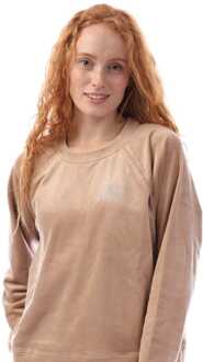 DKNY Dames DKNY Velours Logo Crew Neck Sweatshirt in Beige