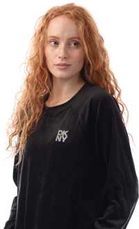 DKNY Dames DKNY Velours Logo Crew Neck Sweatshirt in zwart