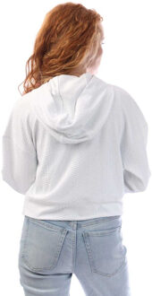 DKNY Dames Slangen Jacquard Volledige Rits Hooded Jasje (Wit)