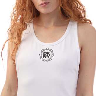 DKNY Damesbodysuit met DKNY logo in wit/zwart Zwart en zilver