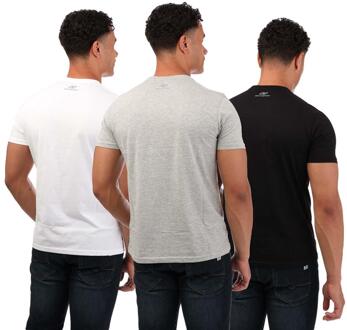 DKNY Heren Geborduurd Logo T-shirt (Set van 3) (Zwart/Grijs/Wit) Zwart/wit - S