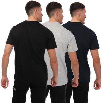 DKNY T-shirt met geborduurd logo voor heren, 3 stuks, zwart-zilver Zwart en zilver