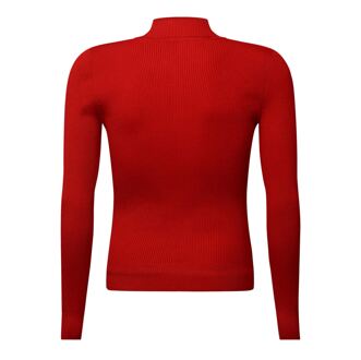 DKNY Women's DKNY Long Sleeve 1/4 Zip Logo Sweater in Red Rood