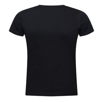 DKNY Women's DKNY Sequin Logo Crew Neck T-Shirt in Black Silver Zwart en zilver