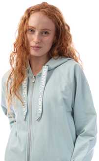 DKNY Women's DKNY Two Tone Logo Zip Sweat Jacket in Grey - maat 2XS Grijs