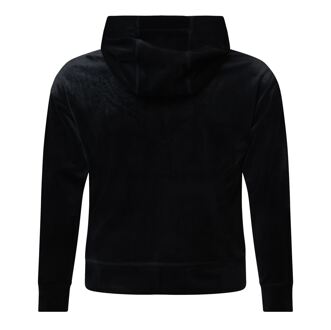 DKNY Women's DKNY Velour Full-Zip Hoodie in Black - maat M Zwart