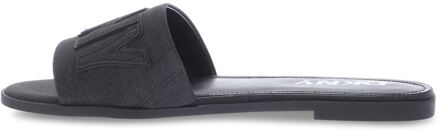 DKNY Women's DKNY Willow Flat Sliders in Black Zwart - EU 38 / UK 5