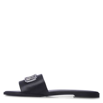 DKNY Women's DKNY Wylie Flat Sliders in Black Silver Zwart en zilver - EU 39/ UK 6